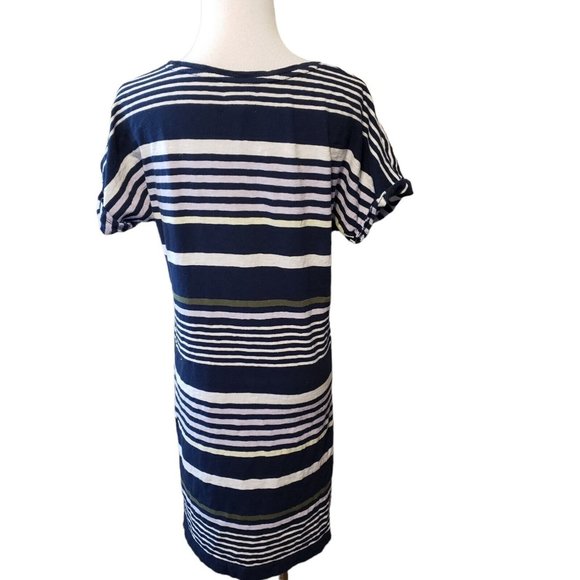 Lou & Grey Casual T-Shirt Dress Size M Short Sleeves Knee Length Blue stripe - Picture 3 of 11